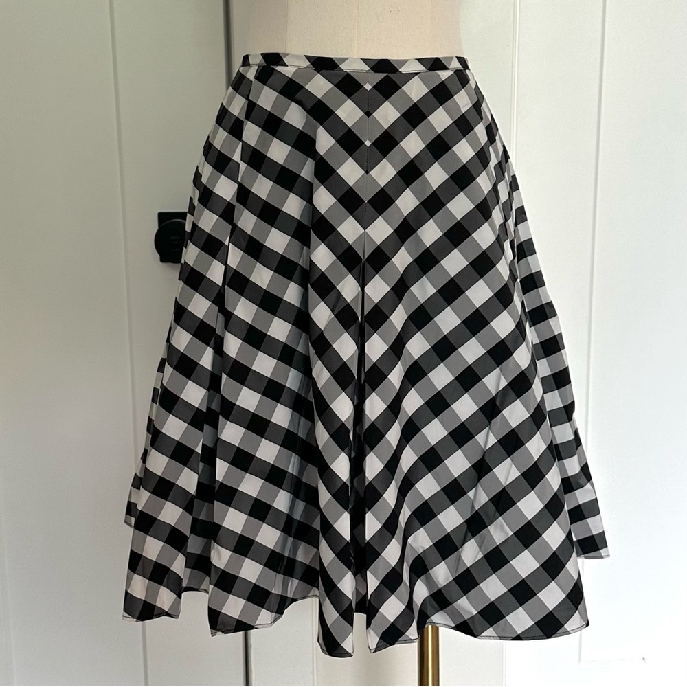 Club Monaco Black and White Gingham Pleated Skirt